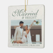 Married and Bright Photo Keepsake Wedding Keramikornament (Links)