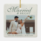 Married and Bright Photo Keepsake Wedding Keramikornament (Rückseite)