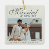 Married and Bright Photo Keepsake Wedding Keramikornament (Vorderseite)