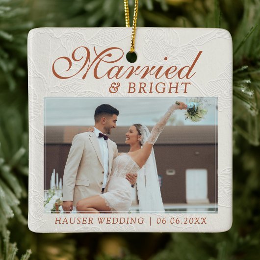 Married and Bright Photo Keepsake Wedding Keramikornament