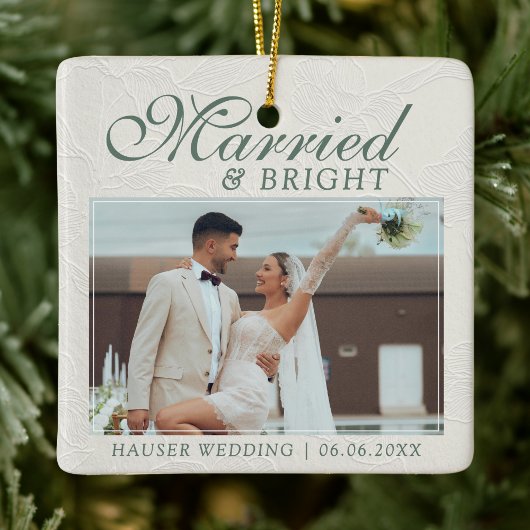 Married and Bright Photo Keepsake Wedding Keramikornament