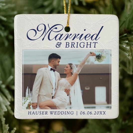 Married and Bright Photo Keepsake Wedding Keramikornament