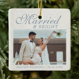 Married and Bright Photo Keepsake Wedding Keramikornament