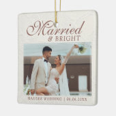 Married and Bright Photo Keepsake Wedding Keramikornament (Links)