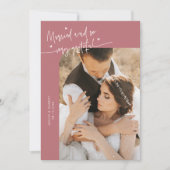 Married and Grateful Wedding Photo Pink Dankeskarte (Vorderseite)