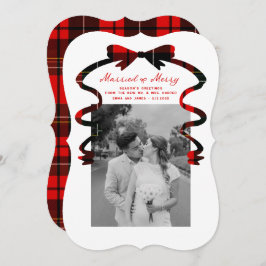 Married and Merry Bow Photo Christmas Newlyweds Feiertagskarte