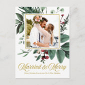 Married And Merry Holiday Christmas Foto Postkarte (Vorderseite)