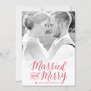 Married and Merry Red Holiday Photo Card Feiertagskarte