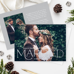 Married Christmas Elegant Silver Wedding Foto Folien Feiertagskarte