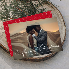 Married Christmas Red Holiday Photo Card Feiertagskarte