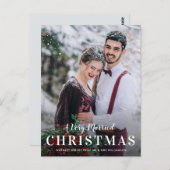 MARRIED CHRISTMAS | trendy script christmas  Postkarte (Vorne/Hinten)