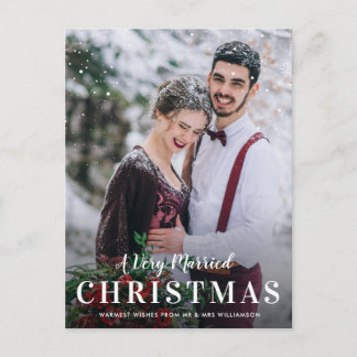 MARRIED CHRISTMAS | trendy script christmas Postkarte