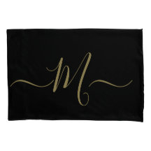 Married couple elegant initial monogram black gold