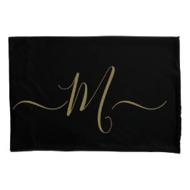 Married couple elegant initial monogram black gold kissenbezug