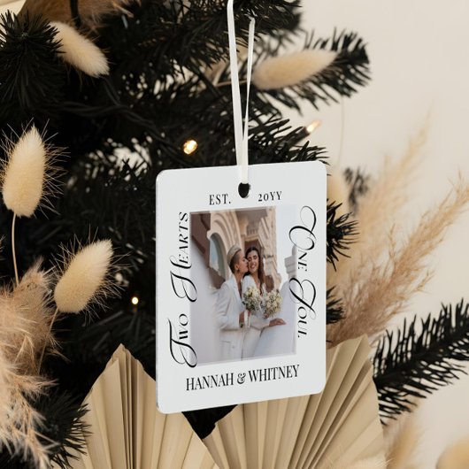 Married Couples Photo Two Hearts One Soul Keepsake Ornament Aus Metall