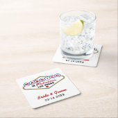 Married in Fabulous Las Vegas Red Wedding Monogram Rechteckiger Pappuntersetzer (Vor Ort)