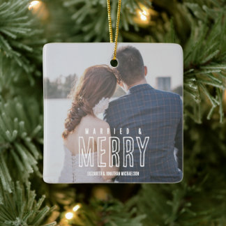 Married & Merry 3 Photo Keramikornament