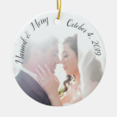 Married & Merry Custom Newlywed Foto Keramik Ornament (Vorne)
