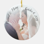 Married & Merry Custom Newlywed Foto Keramik Ornament (Hinten)