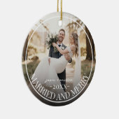 Married & Merry First Chirstmas Custom Photo Keramik Ornament (Rechts)
