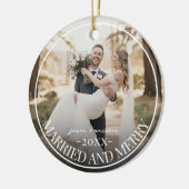 Married & Merry First Chirstmas Custom Photo Keramik Ornament (Links)
