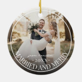 Married & Merry First Chirstmas Custom Photo Keramik Ornament (Hinten)