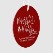 Married & Merry First Christmas double sided red Ornament (Vorderseite)
