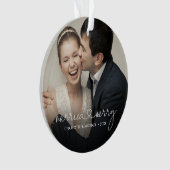 Married & Merry Heart Script Modern Custom Wedding Ornament (Vorderseite)
