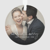 Married & Merry Heart Script Modern Custom Wedding Ornament (Rückseite)