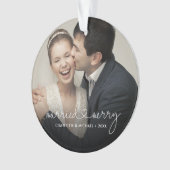 Married & Merry Heart Script Modern Custom Wedding Ornament (Vorderseite)