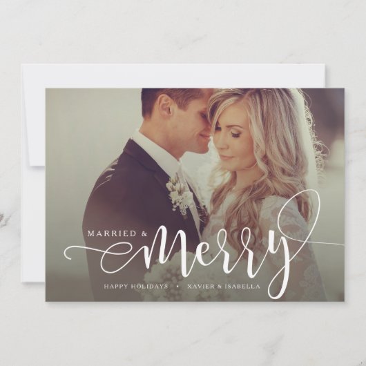 Married & Merry Holiday Photo Feiertagskarte (Vorderseite)