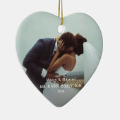 Married & Merry Modern Photo Typography Elegant  Keramik Ornament (Rechts)