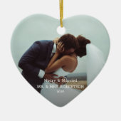 Married & Merry Modern Photo Typography Elegant  Keramik Ornament (Vorne)