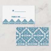 Marrokanischer Blue Damask Hochzeitsfeiern Platzka Platzkarte (Vorne/Hinten)