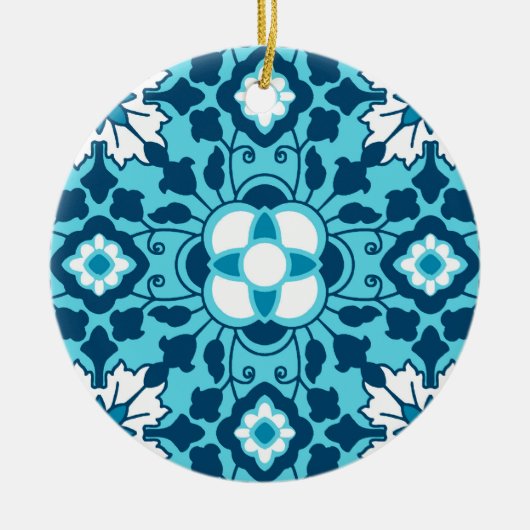 Marrokanischer Blumenstrauß, Indigo, Sky Blue und Keramik Ornament (Vorne)