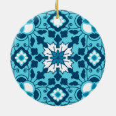 Marrokanischer Blumenstrauß, Indigo, Sky Blue und Keramik Ornament (Hinten)