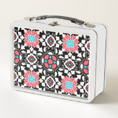 Marrokanischer Blumenstrauß, Schwarz, Weiß und Kor Metall Brotdose (Vorderseite)