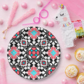 Marrokanischer Blumenstrauß, Schwarz, Weiß und Kor Pappteller (Party)