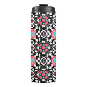 Marrokanischer Blumenstrauß, Schwarz, Weiß und Kor Thermosbecher (Vorderseite)