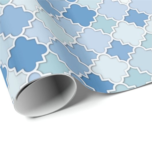 Marrokanischer Quatrefolienblauer Cerulean Cornblu Geschenkpapier (Rolleneckpunkt)