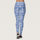Marrokanisches Blau und Weiß Moderne Casbah Damask Leggings (Rückseite)