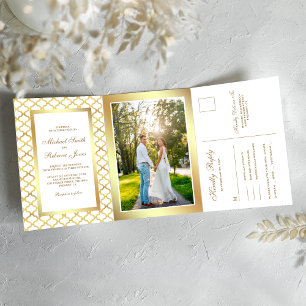 Marrokanisches Foto für Hochzeiten in weißem und g Dreifach Gefaltete Einladung