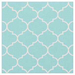 Marroko Quatrefoil Limpet Muschel Aqua & White Stoff