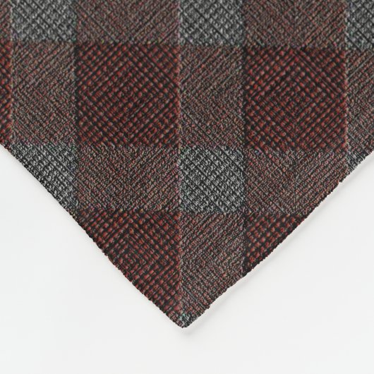 Marrom-Crostartan kariert mit leicht grauem Relief Fleecedecke (Ecke)