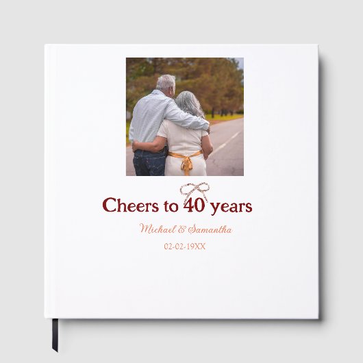 Marron Bogen jubelt zu 40-jähriger Hochzeit Gästebuch (Vorderseite)