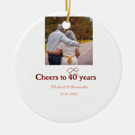 Marron Bogen jubelt zu 40-jähriger Hochzeit Keramik Ornament