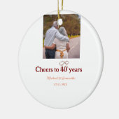 Marron Bogen jubelt zu 40-jähriger Hochzeit Keramik Ornament (Links)