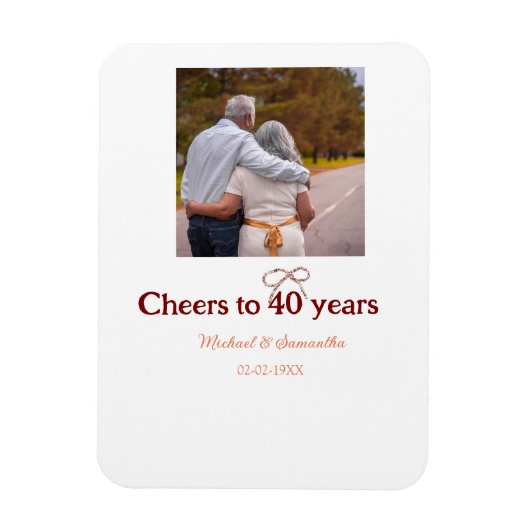 Marron Bogen jubelt zu 40-jähriger Hochzeit Magnet (Vertikal)