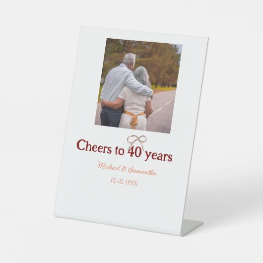 Marron Bogen jubelt zu 40-jähriger Hochzeit Sockelschild (Vorderseite)