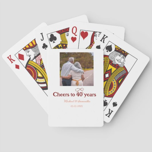Marron Bogen jubelt zu 40-jähriger Hochzeit Spielkarten (Rückseite)